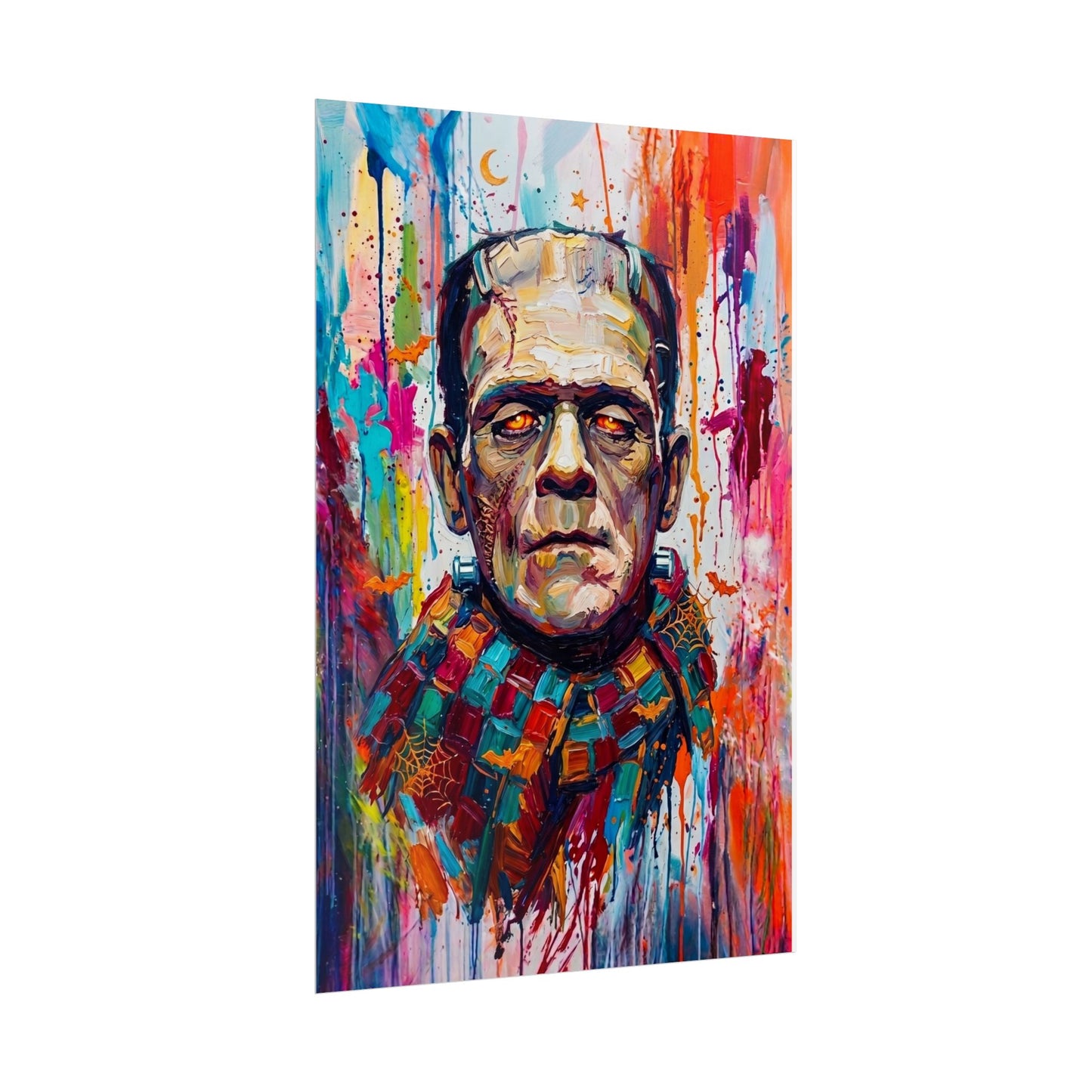 Frankenstein Color Splash Poster — Vibrant Pop Art Horror Wall Print