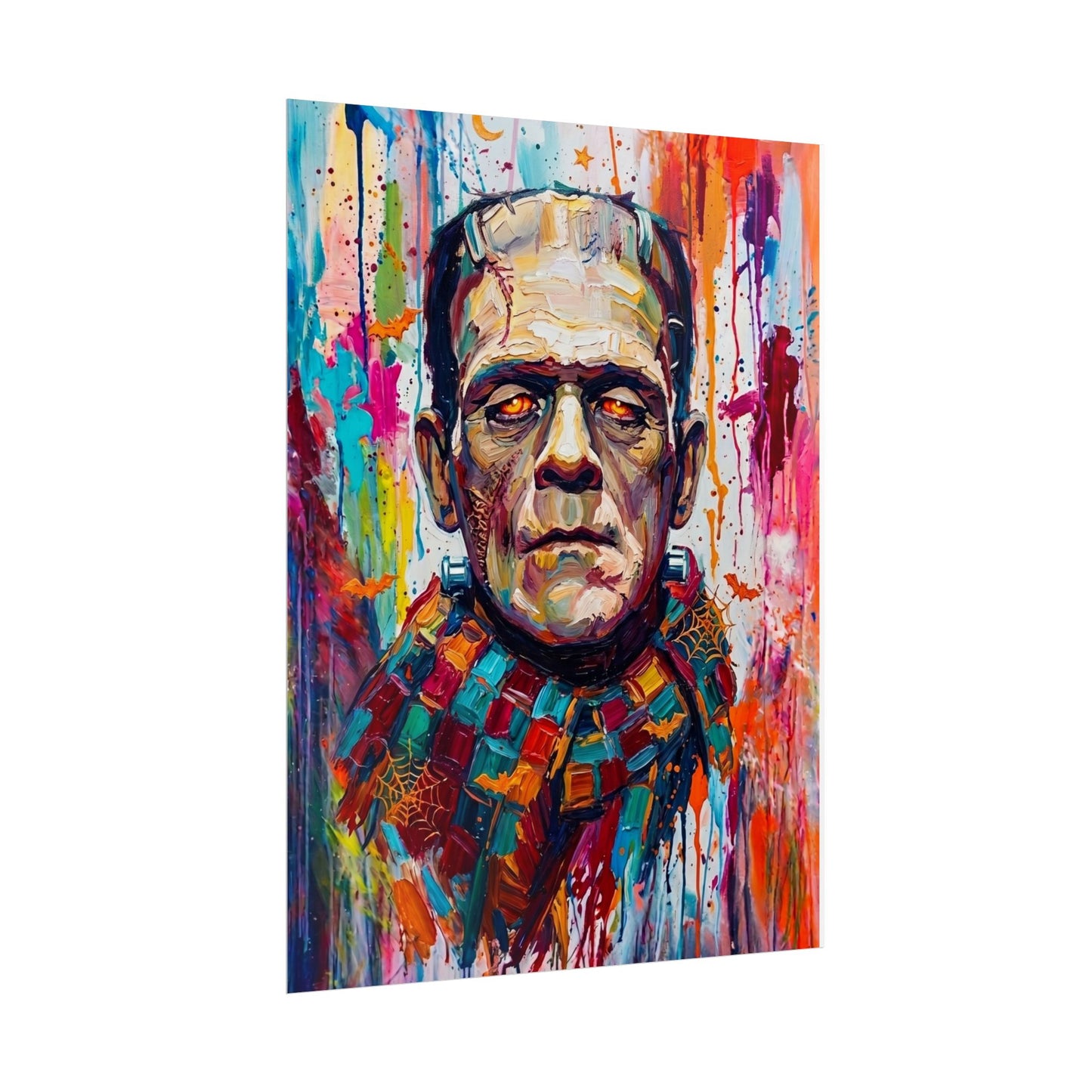 Frankenstein Color Splash Poster — Vibrant Pop Art Horror Wall Print