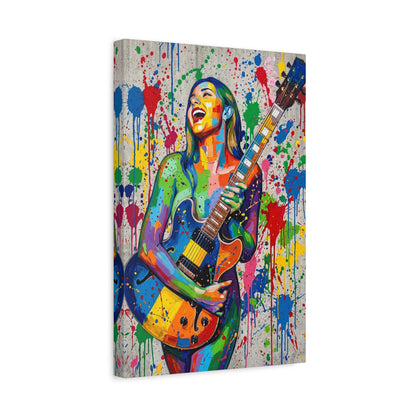 Colorful Guitarist Pop Art Canvas Print — Vibrant Music Wall Art