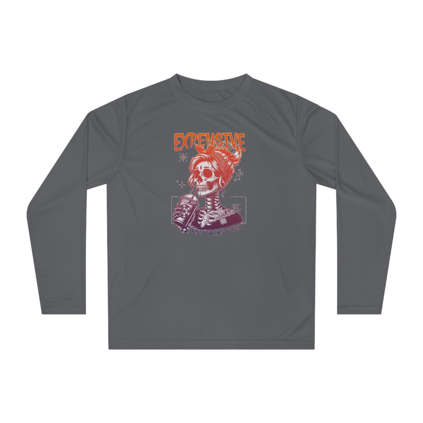 Expensive Skull Graphic Long Sleeve Shirt — “Expensive” Skeleton Design