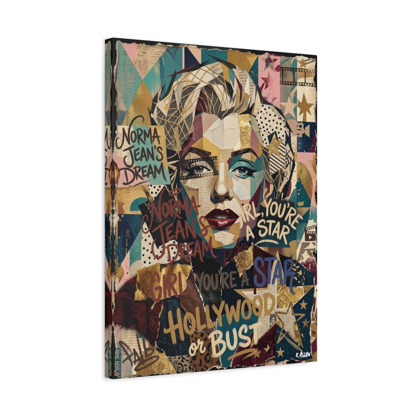 Hollywood Star Portrait Matte Canvas Wall Art, Stretched 1.25"