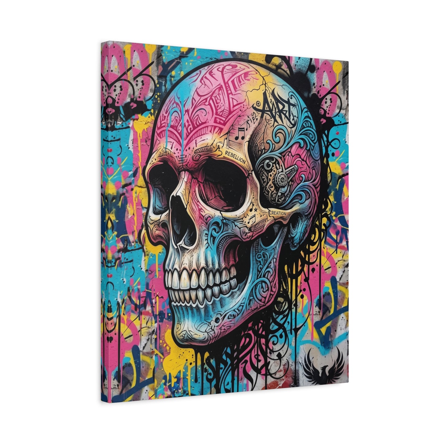Vibrant Graffiti Skull Canvas