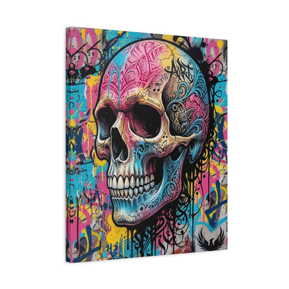 Vibrant Graffiti Skull Canvas