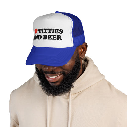 Trucker Hat - "I  Titties and Beer" Funny Novelty Cap