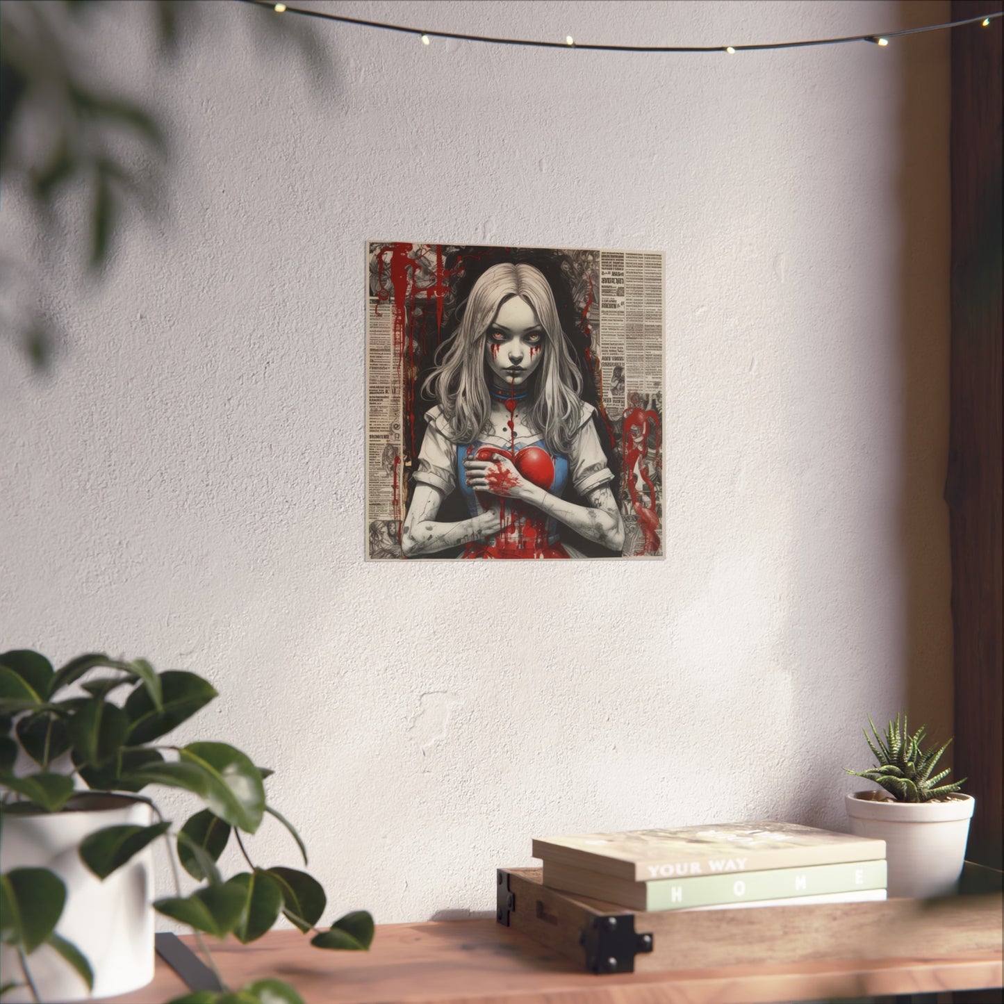 Dark Gothic Alice Fine Art Poster — Bleeding Heart Surreal Wall Art