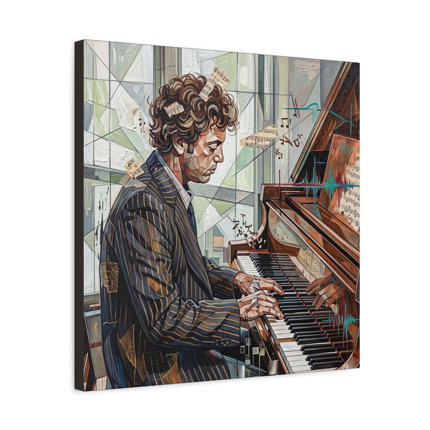 Piano Man Joel Canvas Wall Art — Abstract Character Portrait