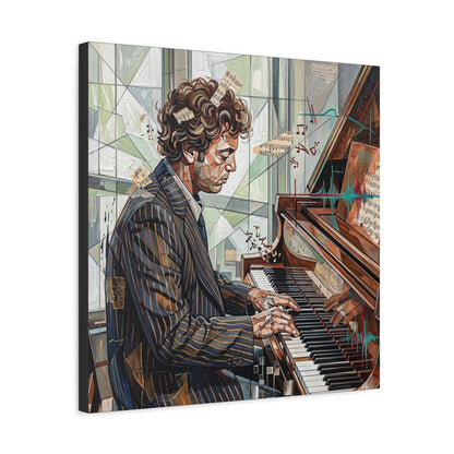 Piano Man Joel Canvas Wall Art — Abstract Character Portrait