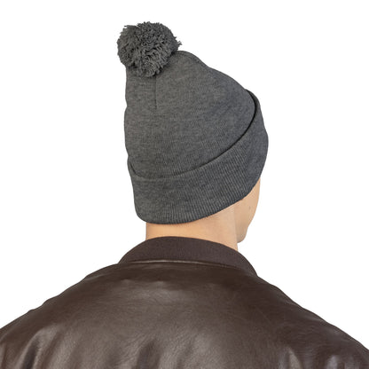 Embroidered Pom-Pom Beanie — "Spitters Are Quitters!" Cozy Winter Hat