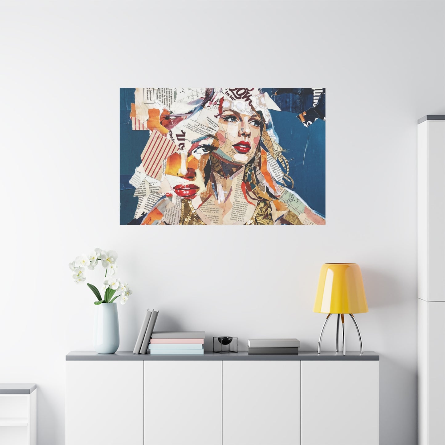 Pop Art Collage Woman Canvas Print — Modern Portrait Wall Art