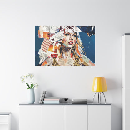 Pop Art Collage Woman Canvas Print — Modern Portrait Wall Art