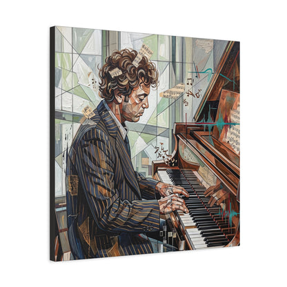 Piano Man Joel Canvas Wall Art — Abstract Character Portrait