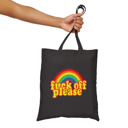 Tote Bag — Retro Rainbow "Fuck Off Please" Canvas Tote