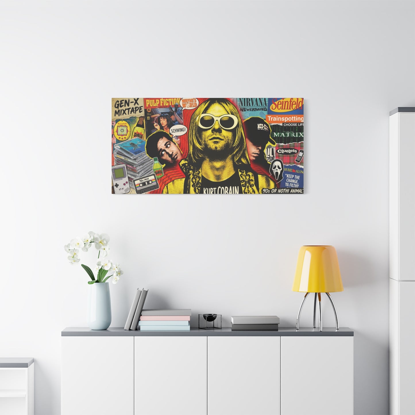 1990's Pop Culture Abstract Canvas Wall Art — Matte Stretched 1.25"