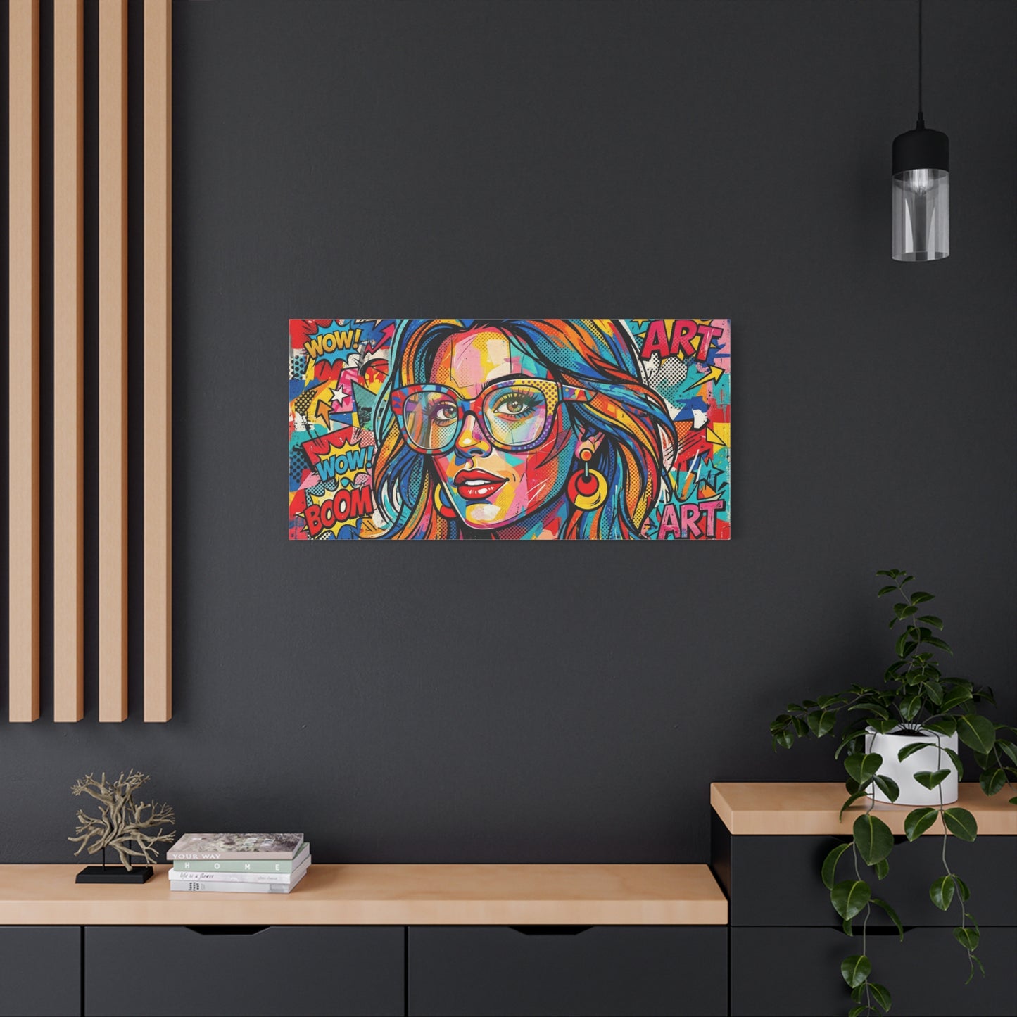 Pop Art Chic Canvas Print — Colorful Retro Neon Portrait