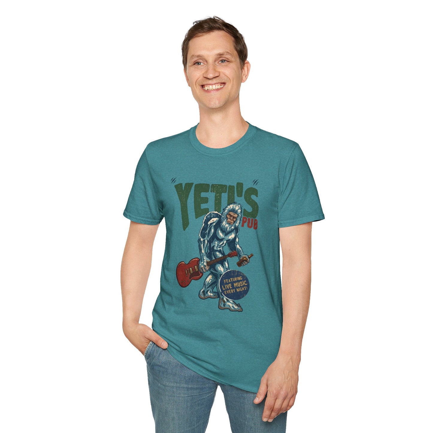 Yeti's Pub Graphic T-Shirt — Vintage Rock Band Snowman Design