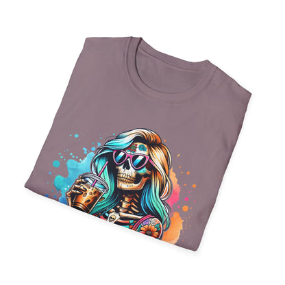 Cool Moms Club Skull T-Shirt — Colorful Day of the Dead Mom Graphic Tee
