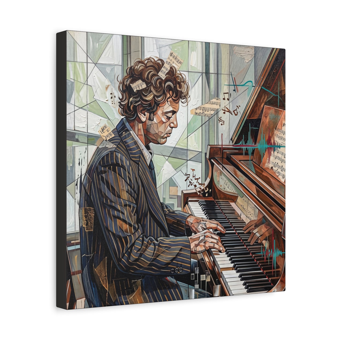 Piano Man Joel Canvas Wall Art — Abstract Character Portrait