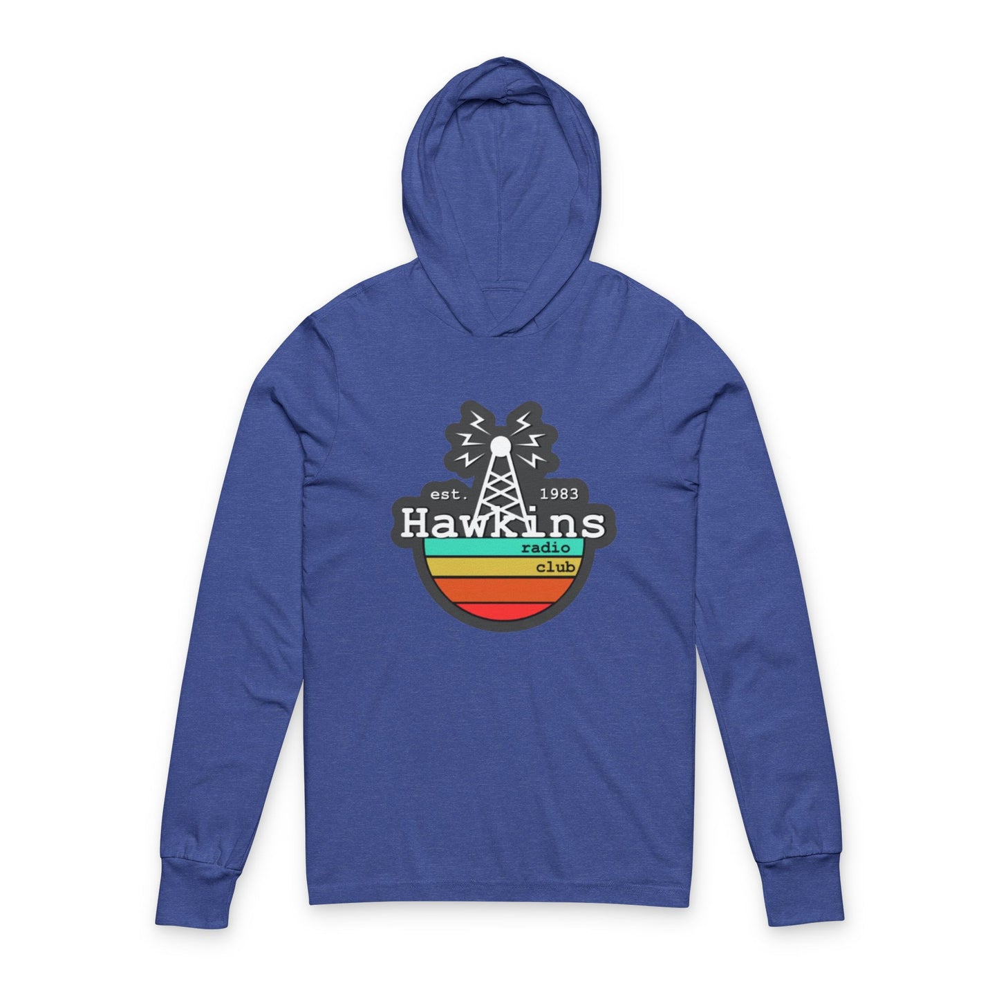 Hooded Long Sleeve Tee — Hawkins Radio Club Vintage Retro Logo