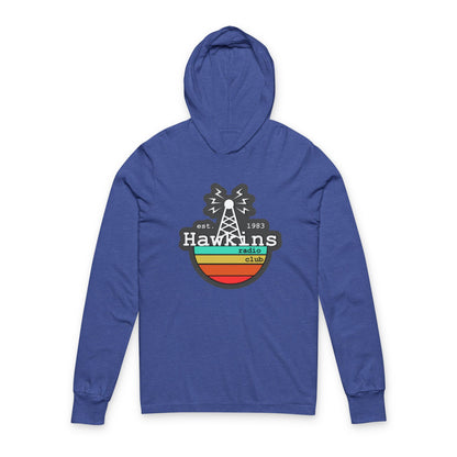 Hooded Long Sleeve Tee — Hawkins Radio Club Vintage Retro Logo