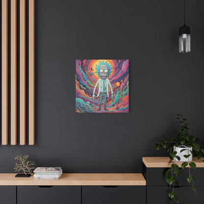 Psychedelic Rick Portal Canvas — Colorful Rick Illustration on Stretched Matte Canvas