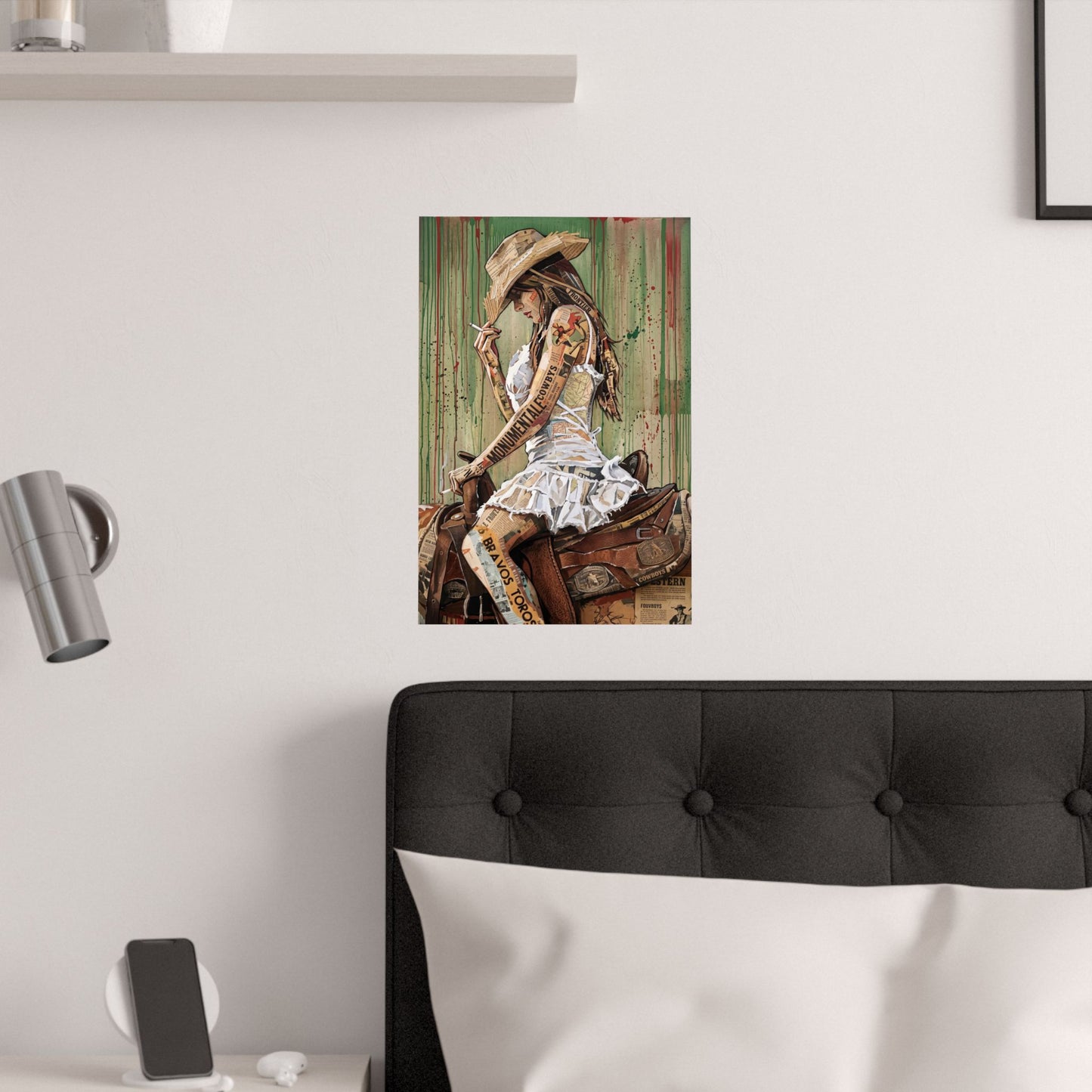 Cowgirl Art Satin Poster — Vintage Western Pinup Print