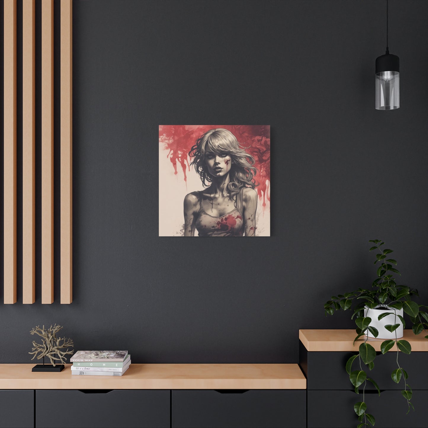 Bloody Swift Matte Canvas Print — Gothic Female Portrait Wall Art, Stretched 1.25"