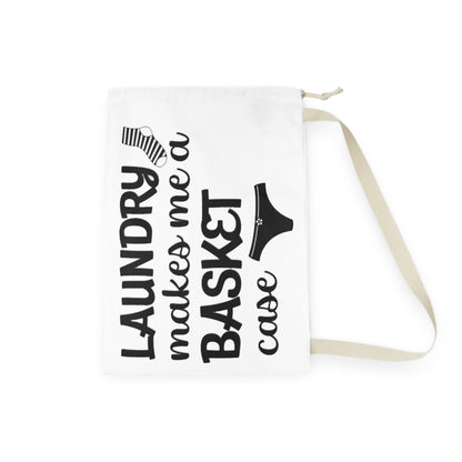 Laundry Bag - "Laundry Makes Me a Basket Case" Canvas Drawstring Hamper for Dorms & Apartments