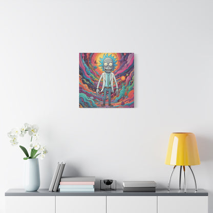 Psychedelic Rick Portal Canvas — Colorful Rick Illustration on Stretched Matte Canvas