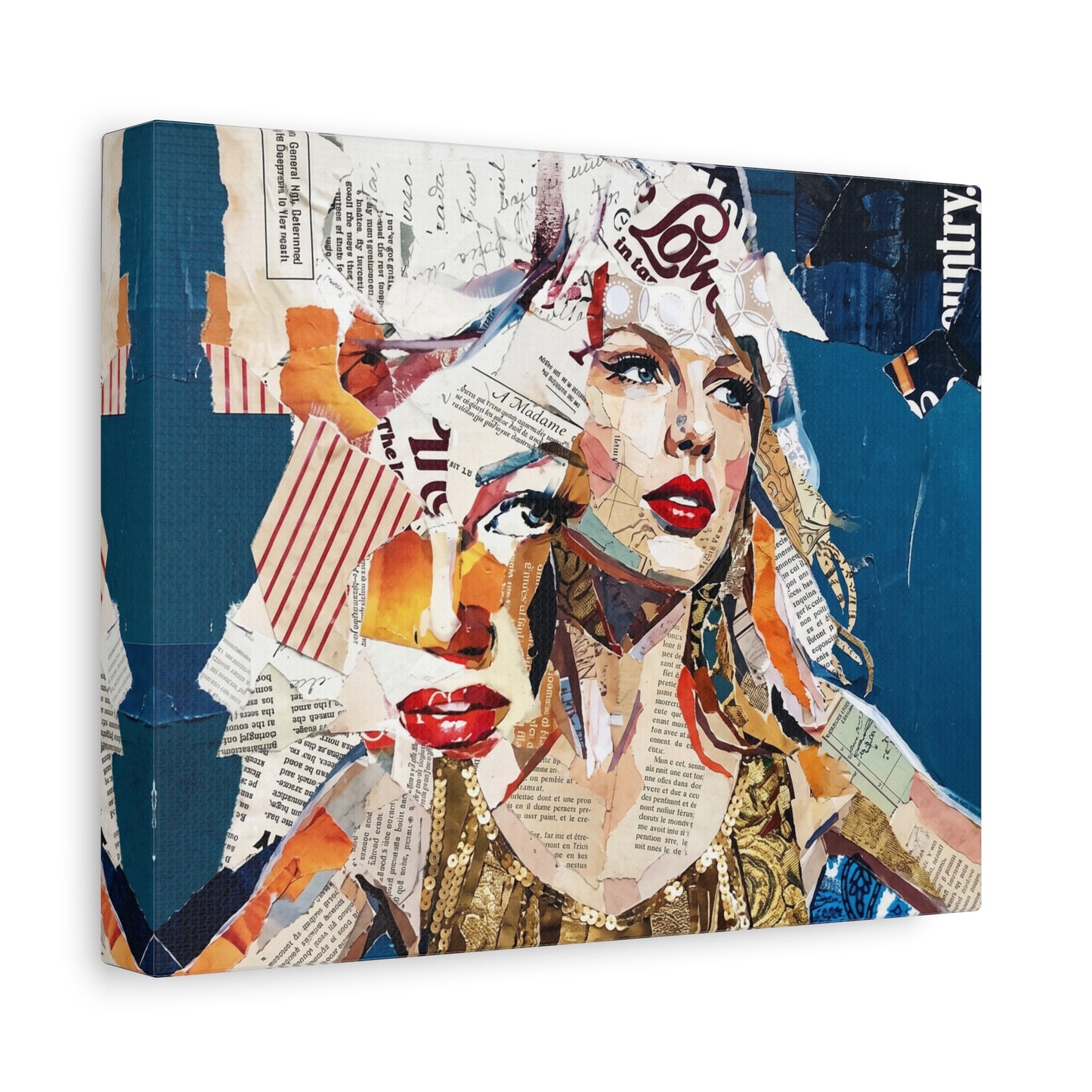 Pop Art Collage Woman Canvas Print — Modern Portrait Wall Art