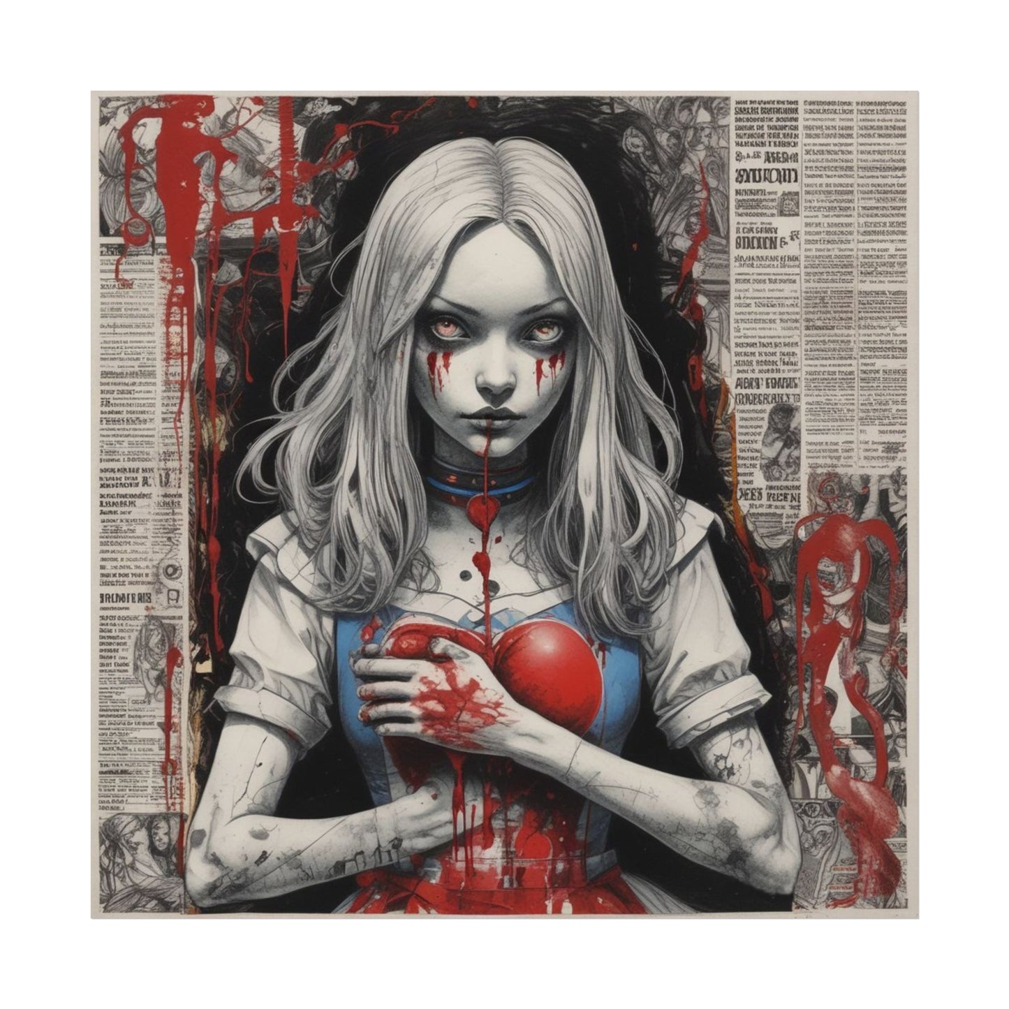 Dark Gothic Alice Fine Art Poster — Bleeding Heart Surreal Wall Art