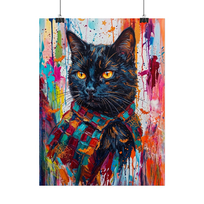 Colorful Cat Poster — Vibrant Black Cat Wall Art (Rolled Poster)