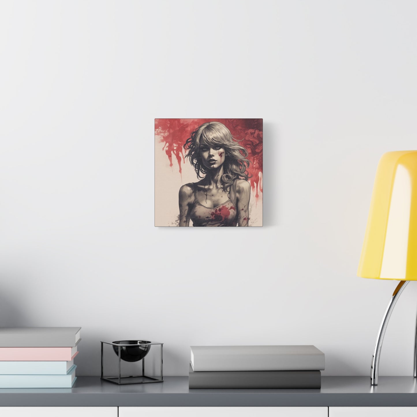 Bloody Swift Matte Canvas Print — Gothic Female Portrait Wall Art, Stretched 1.25"