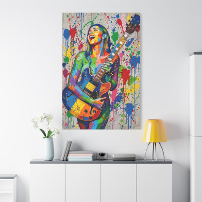 Colorful Guitarist Pop Art Canvas Print — Vibrant Music Wall Art