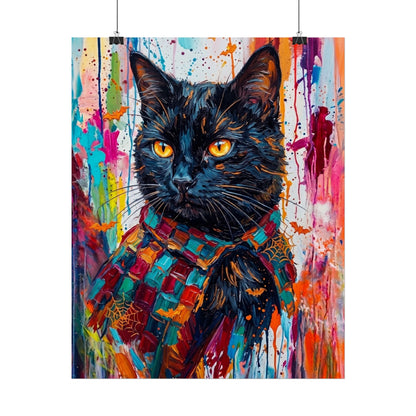 Colorful Cat Poster — Vibrant Black Cat Wall Art (Rolled Poster)