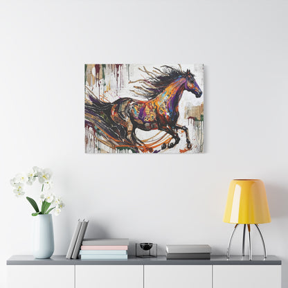Colorful Galloping Horse Canvas Print — Vibrant Abstract Equestrian Wall Art