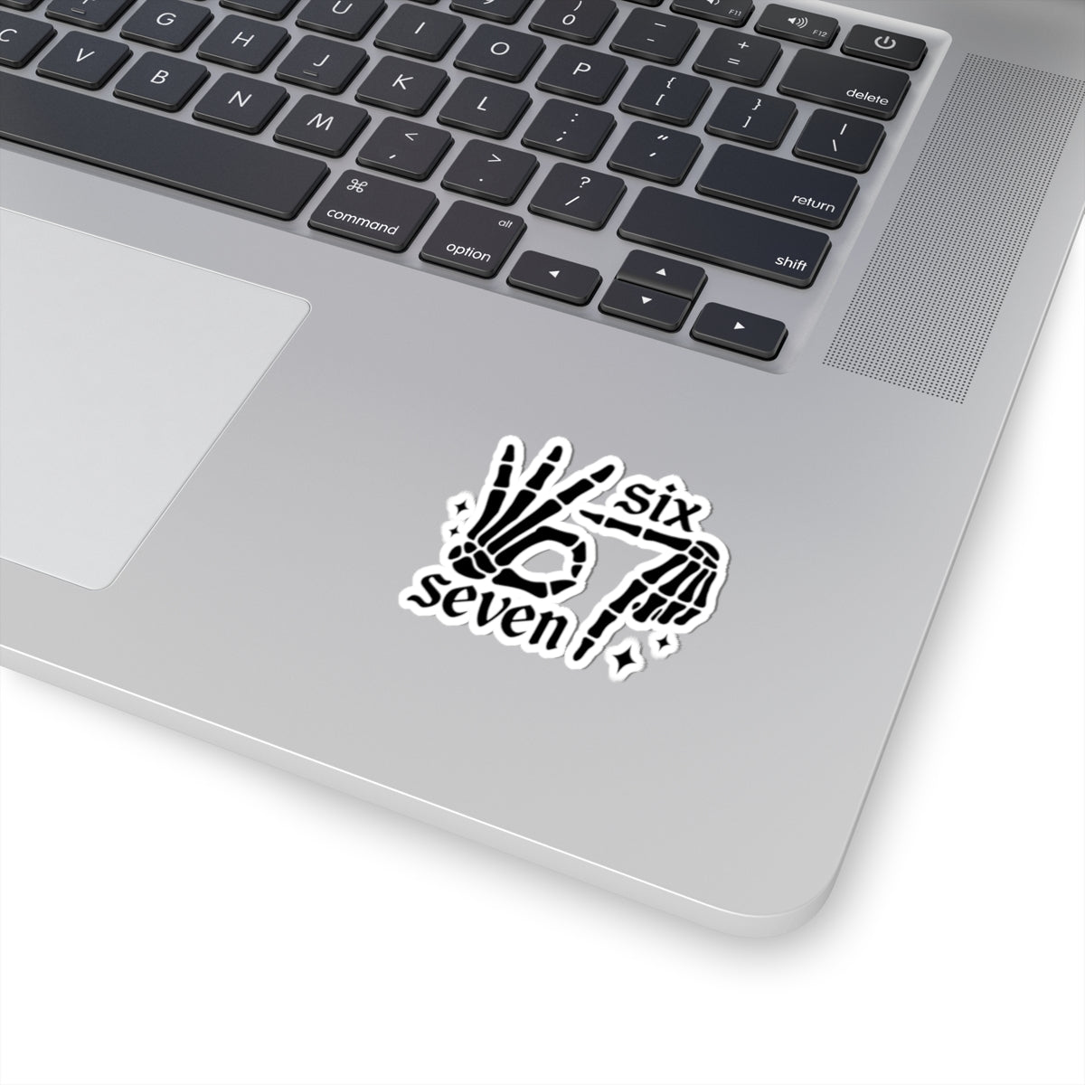 Six Seven Skeleton Hand Kiss-Cut Sticker — Gothic OK Hand Laptop Decal