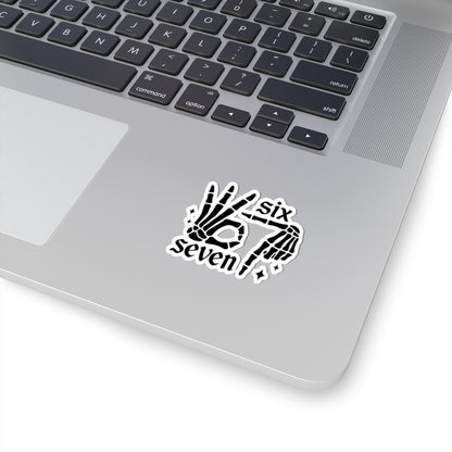 Six Seven Skeleton Hand Kiss-Cut Sticker — Gothic OK Hand Laptop Decal