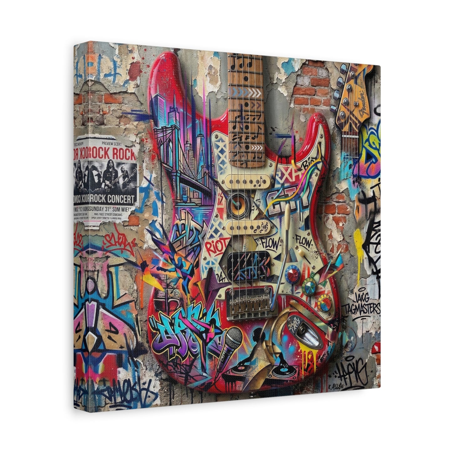 Urban Art Gutair Abstract Canvas Wall Art Print