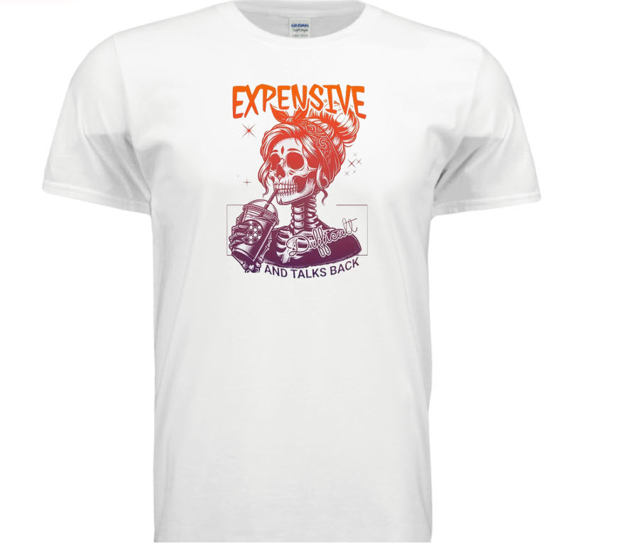 Expensive and Talks Back T-Shirt — Skull Sipper Graphic Tee