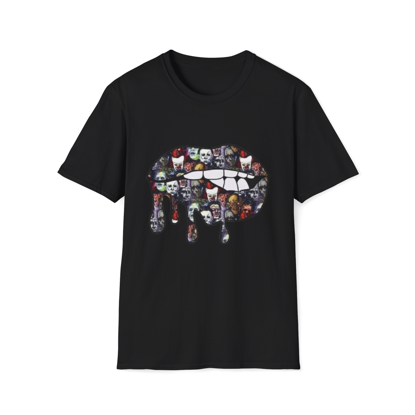 Horror Collage Dripping Lips T-Shirt.