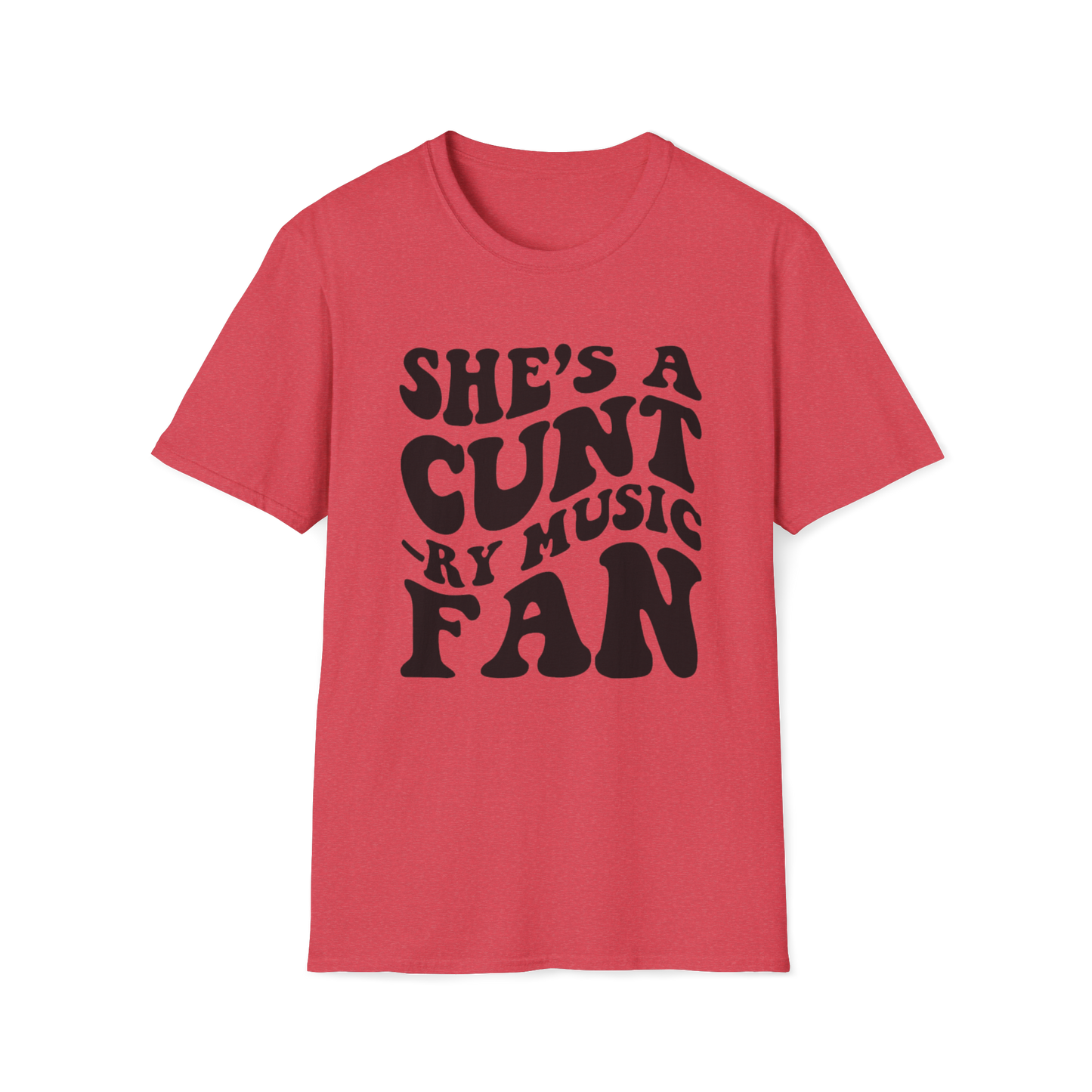 Country Music Fan Graphic Tee — "She's a Country Music Fan" Retro Bold Text