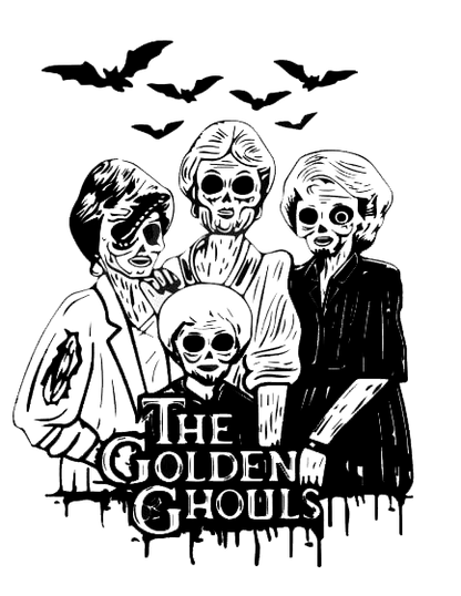 Golden Ghouls Tee — Metallic Halloween Ghosts Graphic T-Shirt