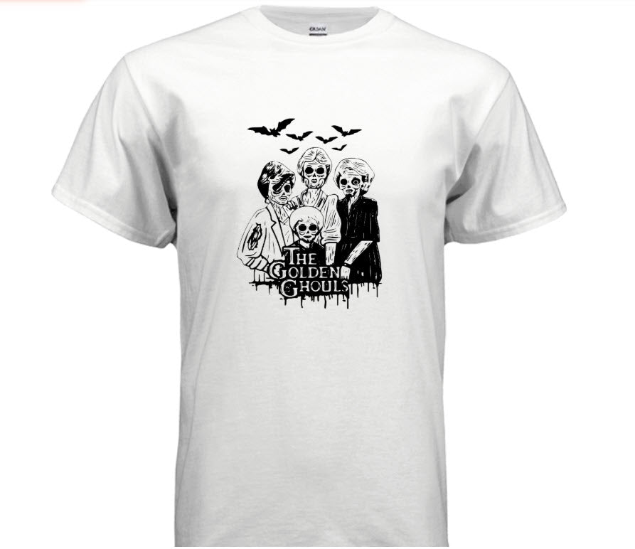 Golden Ghouls Tee — Metallic Halloween Ghosts Graphic T-Shirt