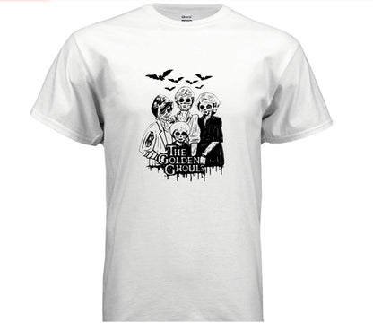 Golden Ghouls Tee — Metallic Halloween Ghosts Graphic T-Shirt
