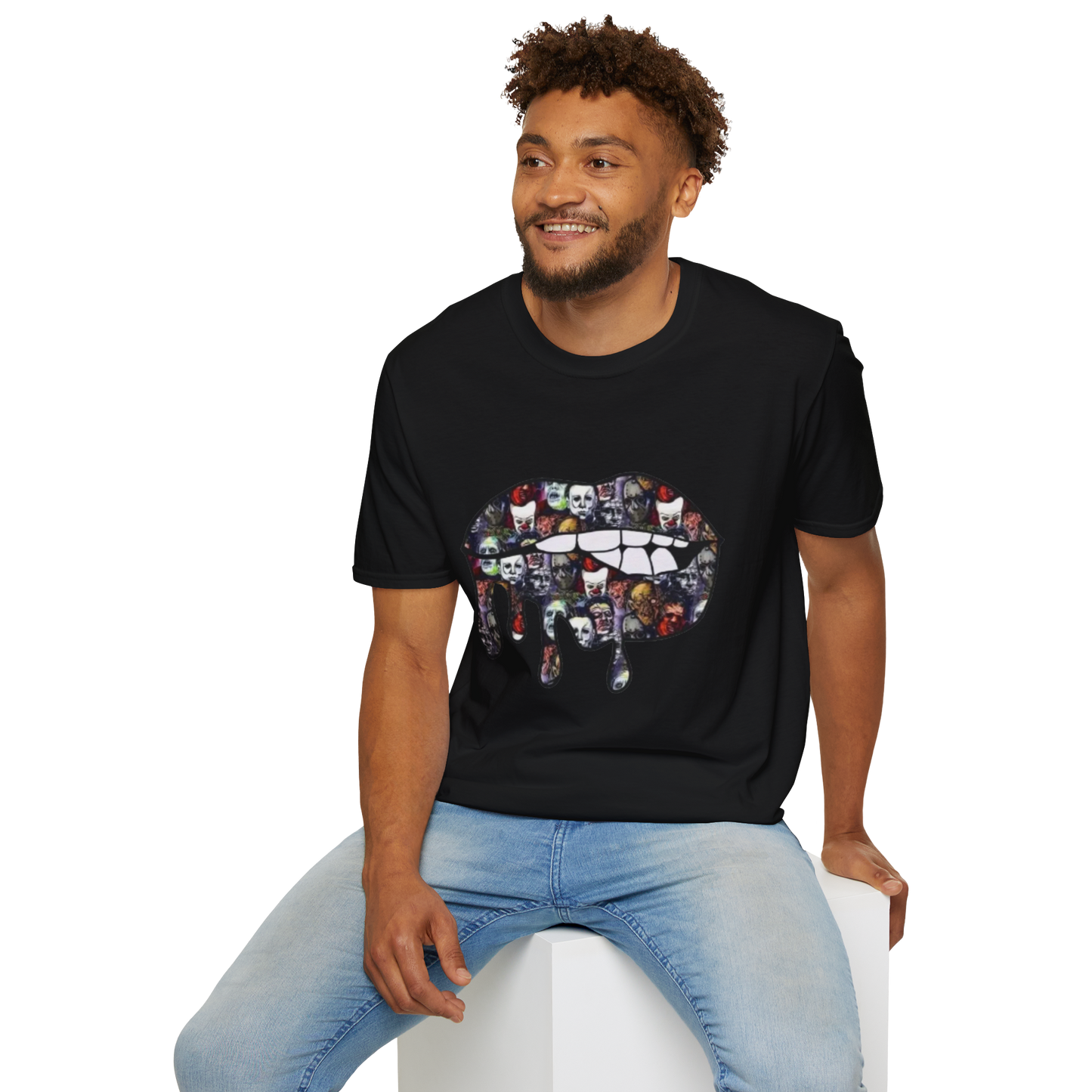 Horror Collage Dripping Lips T-Shirt.