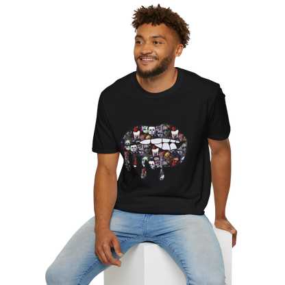 Horror Collage Dripping Lips T-Shirt.